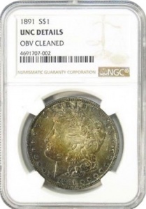 An example of NGC Details Coin Slab. This coin will trade for considerably less than a non-details (problem-free) example.