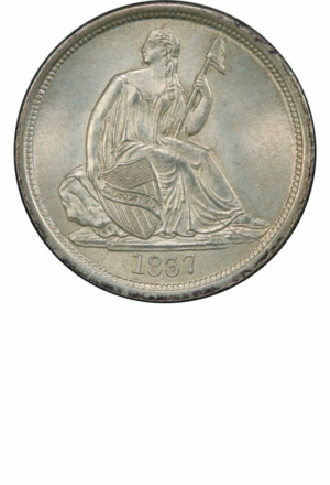 Seated Liberty Dime, No Stars, Obverse