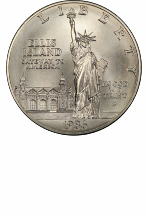 1986 Statue of Liberty Commemorative Silver Dollar, Obverse