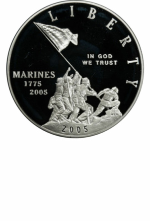 2005 Marine Corps Proof Commemorative Silver Dollar, Obverse