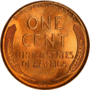 1909-S VDB Lincoln Wheat Cent, Mint State 65 Red, Reverse