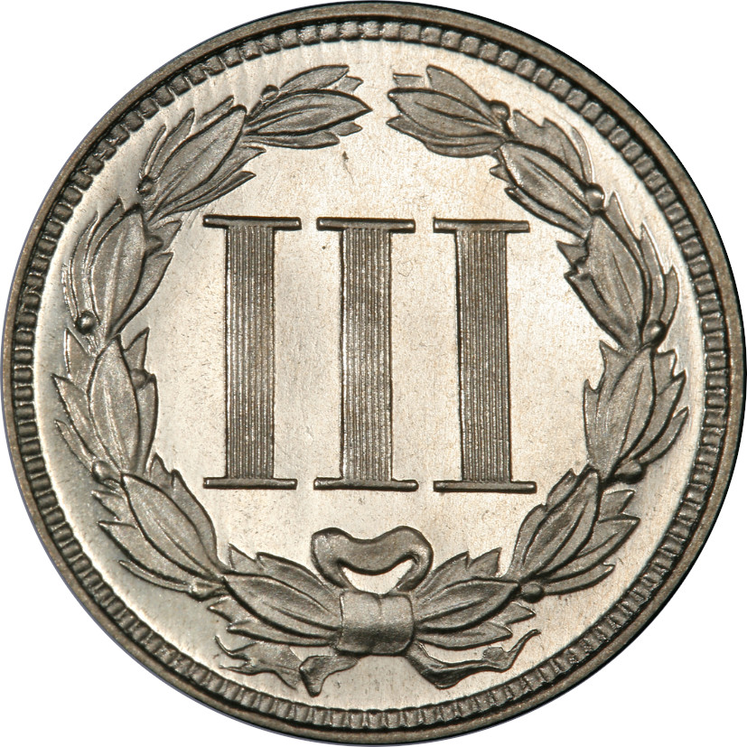 1865 Proof 3-Cent Nickel, Proof 67 Deep Cameo, Reverse