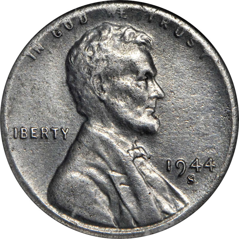 Steel 1944-S Lincoln Penny, XF, Obverse